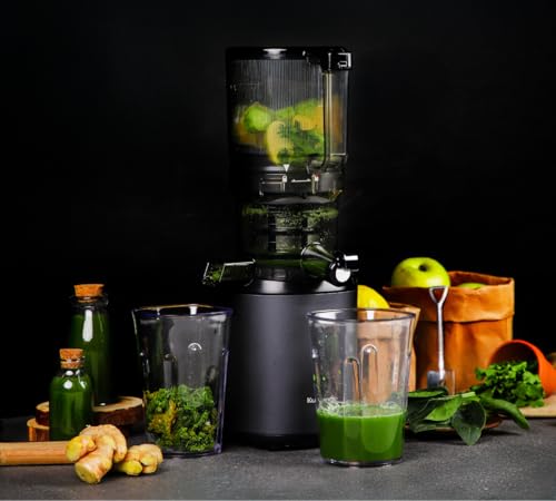 Kuvings | AUTO6 Hands Free Juice Extractor | Automatic Cutting of Whole Fruit and Vegetables | 1.7L Basket | Easy Cleaning | Anthracite