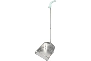 WESIEVYA Stainless Steel Dustpan with Long Handle Household Metal Dust Cleaner for Kitchen and Home Waste