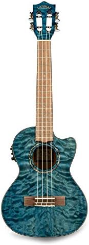 Lanakai QM-BLCET Quilted Maple Blue Stain Tenor with Kula Preamp A/E Ukulele