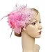 Cizoe Fascinators Hats for Women with Hair Clip Tea Party Hats Feather Wedding Headware Bridal Headpiece(1-Pink)