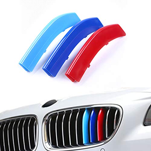 for 14-16 BMW 5 Series (10Grilles one Side) 3D M Styling 3 Colors Front Grille Trim Motorsport Stripes Grill Cover Performance Stickers 3Pcs - Thumbnail 4