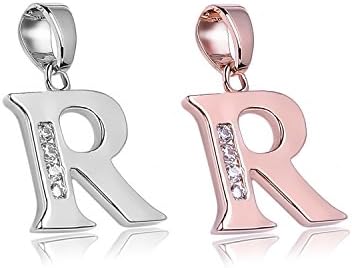 BEFASIN Womens Mother and Daughter zircon crystal Alphabet Initial Letters DIY Pendant Necklace 2 Pack with Gold and Silver Color From A-Z(Not Include Chain)(Letter R)