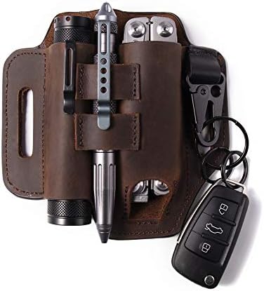 Gentlestache Multitool Belt Sheath, EDC Leather Belt Organizer