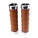 KINGOU Brown Leather Handlebar Grip for Bicycle/Fixed Gear/Mountain/Folding Bike Double Lock-on Bar Grip