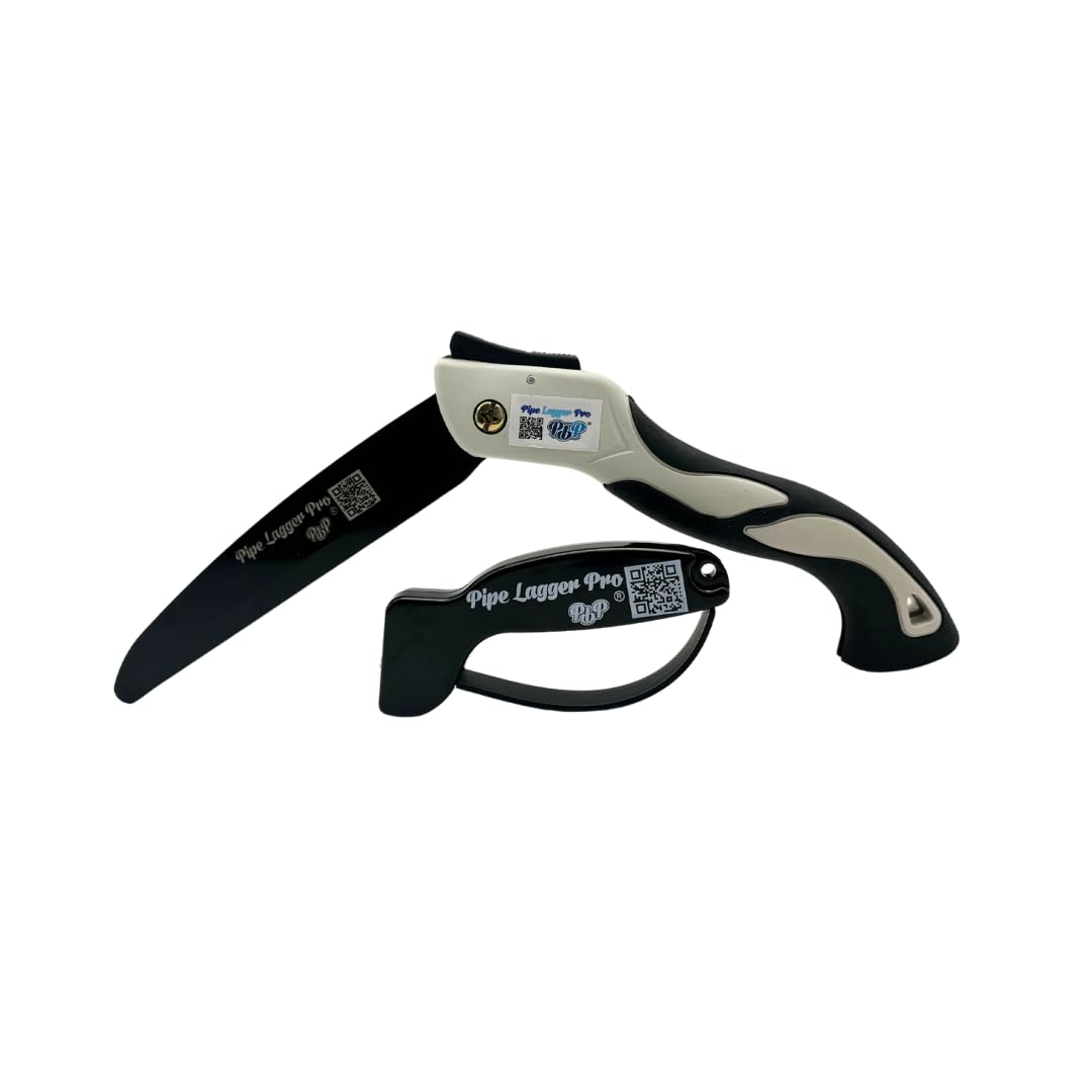 PBP PipeLagger Pro - Laggs Folding Insulation Saw & Free Sharpener - Compact, Heavy-Duty & Portable Professional Grade Cutting Tool for Pipe Insulation, Lagging & Various Other Insulation Materials