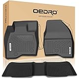 oEdRo Floor Mats Compatible for 2017-2019 Ford Explorer, Unique Black TPE All-Weather Guard Includes 1st and 2nd Rows: Front, Rear, Full Set Liners