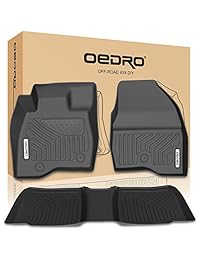 oEdRo Alfombrillas para Ford Explorer 2017 2018, único protector de clima de TPE negro que incluye primera y segunda filas: delantera, trasera, juego completo de revestimientos