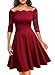 MISSMAY Women's Vintage Floral Lace Half Sleeve Off Shoulder Formal Swing Dress