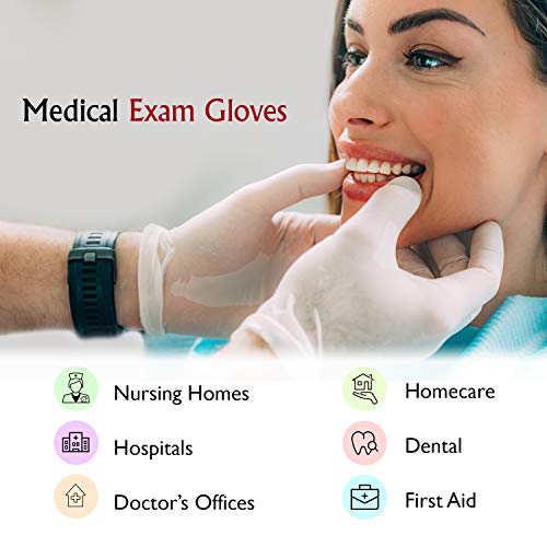 Powder Free Disposable Clear Vinyl Gloves, Medium 100 Count - Heavy Duty Rubber Latex Free Exam Gloves - Non Sterile, Ambidextrous - Soft with Textured Tips - Food Safe, Medical Grade
