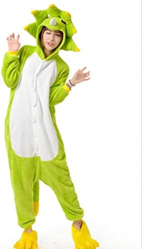 HYY@ Kigurumi Pajamas flannel Green Monster cartoon version of one-piece Pajamas in mink couples toilet home on clothing/costumes , s