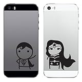 Tech Tattz Power Couple Superman and Wonder Woman Vinyl Decal Sticker for Phone Tablet Computer
