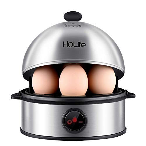 Egg Cooker, HoLife Upgraded Stainless Steel Egg Boiler Steamer 7 egg& stainless stee