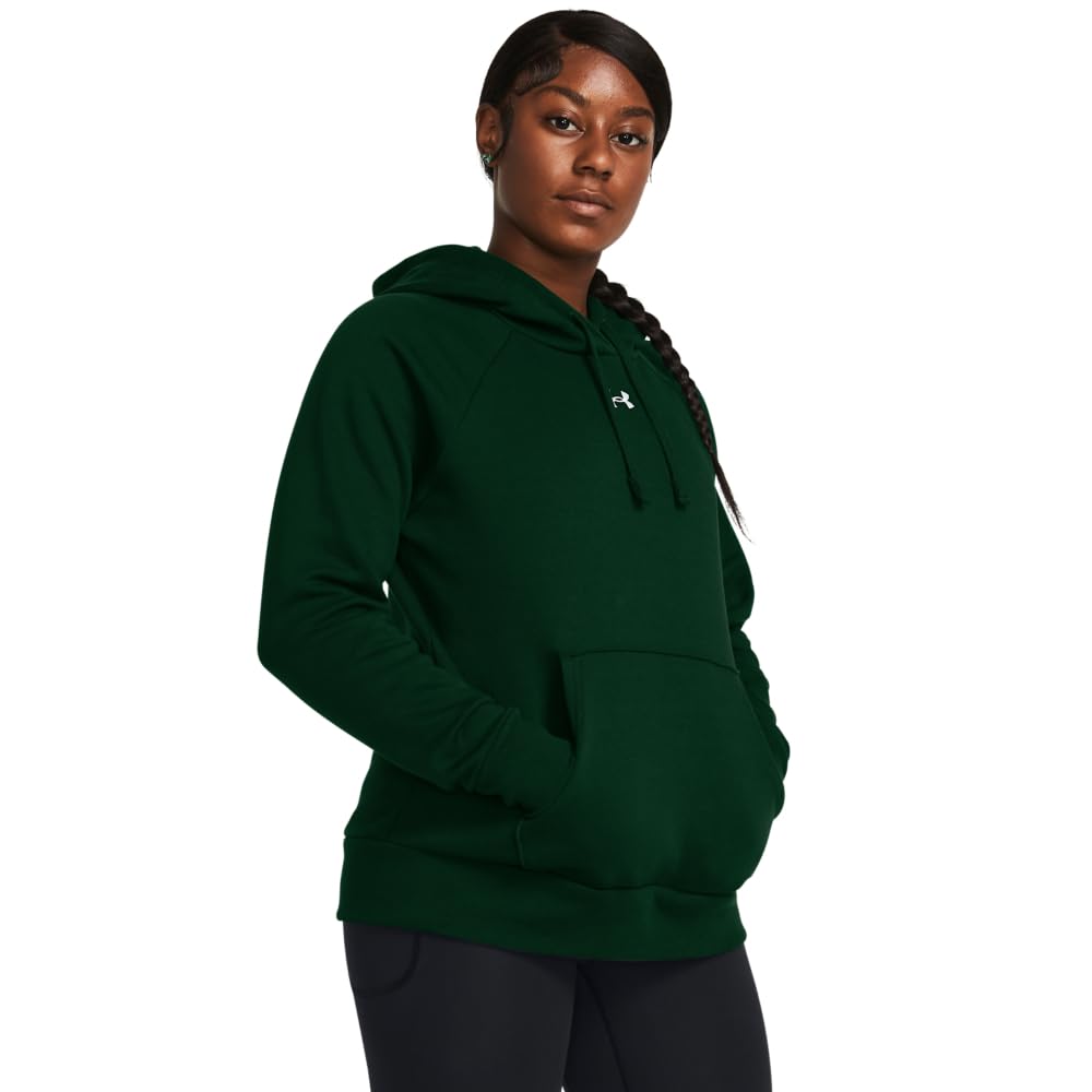 Under Armour Womens Rival Fleece Hoodie, (301) Forest Green / / White, XX-Large Image
