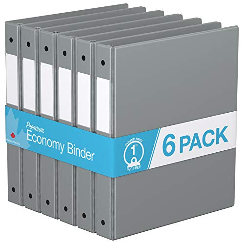 Premium Economy, Round Ring, Binder, 6 Pack (1", Gray) - Thumbnail 6