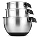 FineDine Stainless Steel Mixing Bowls - (Set of 3) Nesting Bowls, 18/8-Stainless-Steel Kitchen Prep & Serving Bowls, With Rubber Grip Handle, Easy Pour Spout and Nonskid Bottom & Measurement Markings