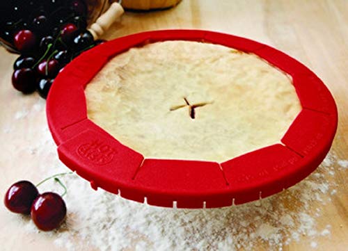 Silicone Pie Crust Saver,Food-safe Silicone Protector,Fit 8.5" - 11.5" (Red) - Thumbnail 5
