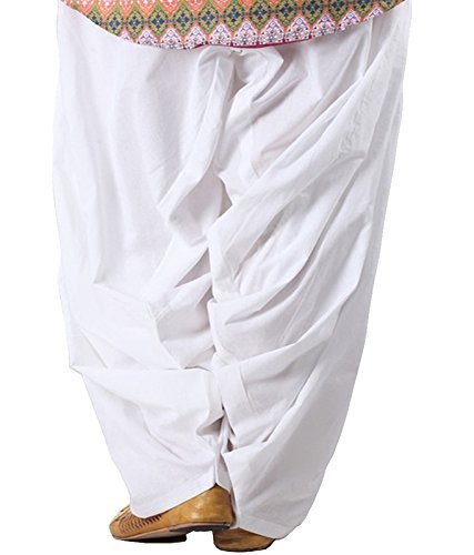 ekam art women's cotton full punjabi patiala (white, free size)