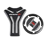 REVSOSTAR Real Carbon Look Gas Cap, Tank Pad, Tank Protector for GSXR 600 GSXR 750 GSXR 1000 K6 K7 K8 K9 L1 2006-2017, 2 Pcs Per Set
