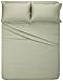 Amazon Brand – Pinzon 400 Thread Count Egyptian Cotton Sateen Hemstitch Sheet Set - Queen, Sage
