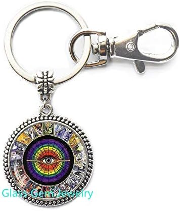 Tarot Cards Key Ring, Tarot Card Keychain, Alchemy Jewelry, Wiccan Jewelry, Tarot Keychain, Metaphysical Jewelry, Mystic Tarot Keychain，Q0035