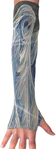 Holiday Halloween Long Hair Ghost UV Sun Protection Stretchy Cooling Forearm Arm Sleeves Warmers Cuffs Driving Outdoor Sports