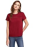 ROMWE Women's Loose Short Sleeve Round Neck Solid Summer T-shirt Tops Blouse Red M