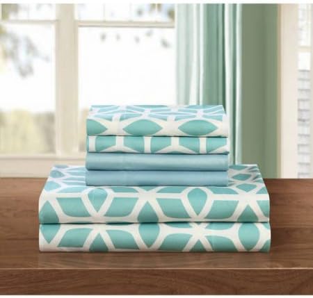 Davitt 6-Piece Bedding Sheet Set with 2 Bonus Pillowcases, King ,Green | Geometric Pattern 6-Piece Bedding Sheet Set with Pillowcases , King - Green