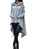 Dokotoo Womens High Low Tunic Sweatshirts String Hoodie With Pocket Medium Grey