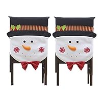 Yalehabi 2Pcs Santa Claus Decoration Snowman Seat Cover Hotel Restaurant Ornament Seat Cover