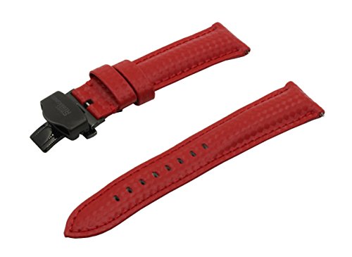 SWISS REIMAGINED 2 Colors Quick Release Quality Genuine Leather Carbon Watch Band Strap - Red