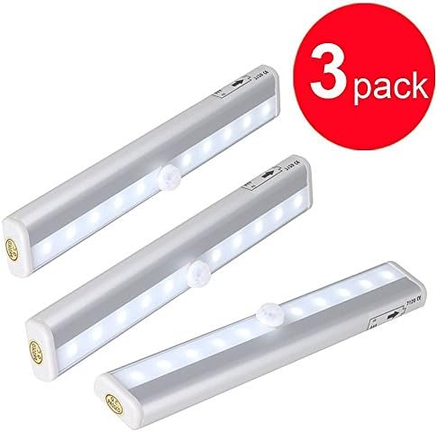LUXONIC LED Motion Sensor Light,10 Super-Bright LED Cool White Automatic Light Up Under Cabinet Light and DIY Stick-on Anywhere USB charging for Closet Cabinet Stairs Step Bar