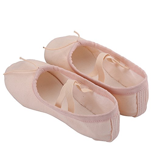 AKISS Girls' Basic Ballet Slippers Pink Cotton Canvas Dance Shoes Gymnastics & Yoga Flats for Toddlers/Little Kids (Toddler 10M, Ballet Pink)