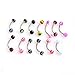 SODIAL 20pcs Colorful Stainless Steel Ball Barbell Curved Eyebrow Rings Bars Tragus Piercing