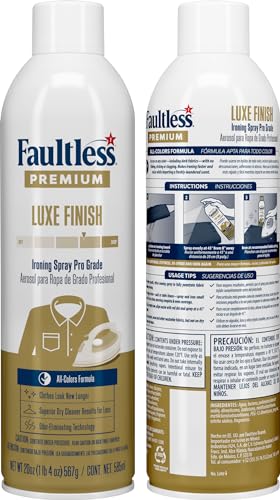Faultless Premium Luxe Spray Starch (20 Oz, 4 Pack) Spray Starch for Ironing that Makes Your Clothes New Again, Use as a Spray on Starch that Reduces Ironing Time with No Flaking, Sticking or Clogging