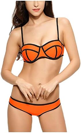 Kaamastra Women's Push Up Strapless Bikini Swimwear(KA_LB16226,Orange,Free Size)