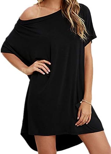 Women's Tshirt Dress, Plus Size Top, Nightshirt Nightgown, Cover Up, Short Sleeve High Low Loose Soft