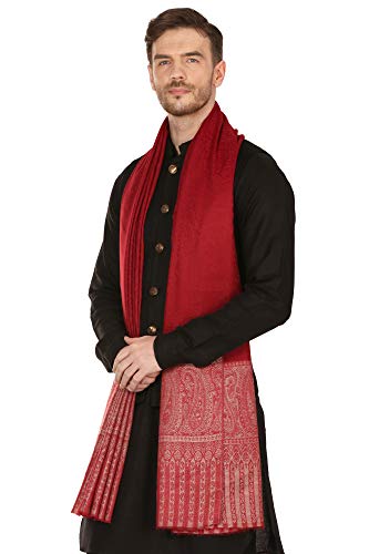 Pashtush Mens Stole Scarf, Extra Soft Wool, Jacquard Weave Light and Warm Pashtush Mens Stole Scarf, Extra Soft Wool, Jacquard Weave Light and Warm