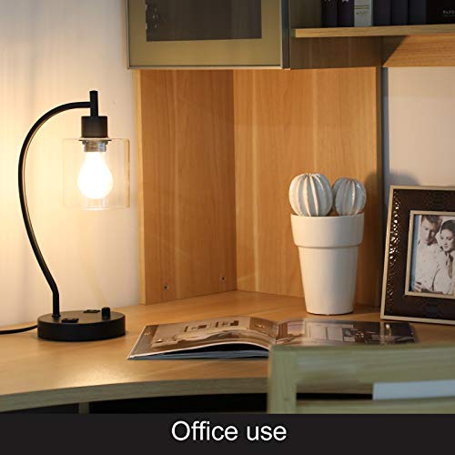 Industrial Table Lamps with USB ports , Modern Nightstand Lamps with 2