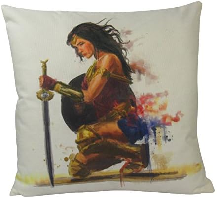 ZonaloDutt Wonder Woman Pillow Cover Wonder Woman Art Home Decor Throw Pillow Wonder Woman Watercolor Gift for Her 18 x18 Her Gift