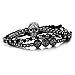 Rinhoo 3Pcs Handmade Adjustable Black Rope Bead Charms Crystal Rhinestone Wrap Braided Bracelet for Men Women