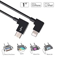 Okloy Compatible for DJI OTG Cable to iOS iPhone ipad Remote Controller Data Cable, 1ft Right Angle Braised for DJI Mavic Pro 2 Mavic 2 Zoom Mavic Air Mavic Pro Platinum DJI Spark,Black
