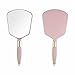 XPXKJ Handheld Mirror with Handle, for Vanity Makeup Home Salon Travel Use (Pink, Square)