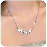 Yheakne Vintage Crystal Butterfly Choker Necklace Silver Rhinestone Butterfly Pendant Necklace Pave Cz Butterfly Necklace Boho Butterfly Chain Necklace Jewelry for Women