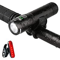 TIPEYE 500LM USB Rechargeable Bike Light Set, IPX6 Waterproof Bicycle Metal Headlight with 2019 Newest Rechargeable Tail Light, Easy to Install and Quick Release Bike Front Light
