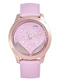Guess Pink and Rose Gold-Tone Clear Heart Watch
