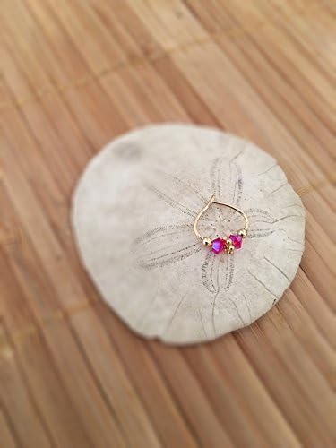 Fuchsia swarovski crystal Indian nose ring. Septum. Handmade. Gift. Women. Jewelry. Gold. Nose hoop. Bohemian.Stone. Crystal. Statement Ring
