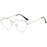 JOVAKIT Heart Shaped Blue Light Blocking Glasses for Women Fashion Vintage Lovely Style Metal Frame Eyeglasses
