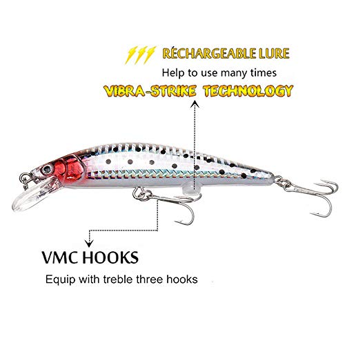 Gwfish Leurre Usb Led Vibrant Rechargeable, Appâts De Pêche Twitching Swimbait Rechargement Douce Vacillante Mini…