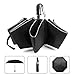 Auto Open Close Umbrella, MCIRCO Travel Umbrella Wind proof Compact Automatic Umbrella Unbreakable Lightweight Foldable Black Rain Umbrella with Slip Proof Handle and Reflective Stripe