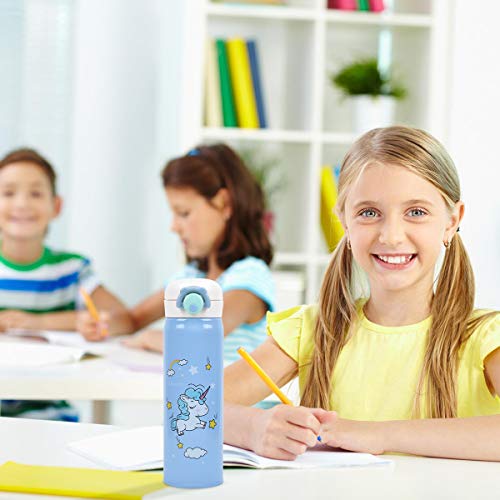 Hot Water Bottle SB Toys Thermoses Thermal Vacuum Cups for Hot and Cold DrinkStainless Water Bottle Cup Vacuum Insulated Water Flask for School Kids Girls Proof BPA Free Blue Unicorn-17oz